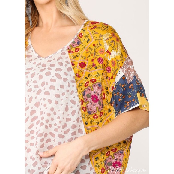 ❤️LAST 1! V Neck Boho Floral/Leopard Hi- Lo Top! - Picture 7 of 7
